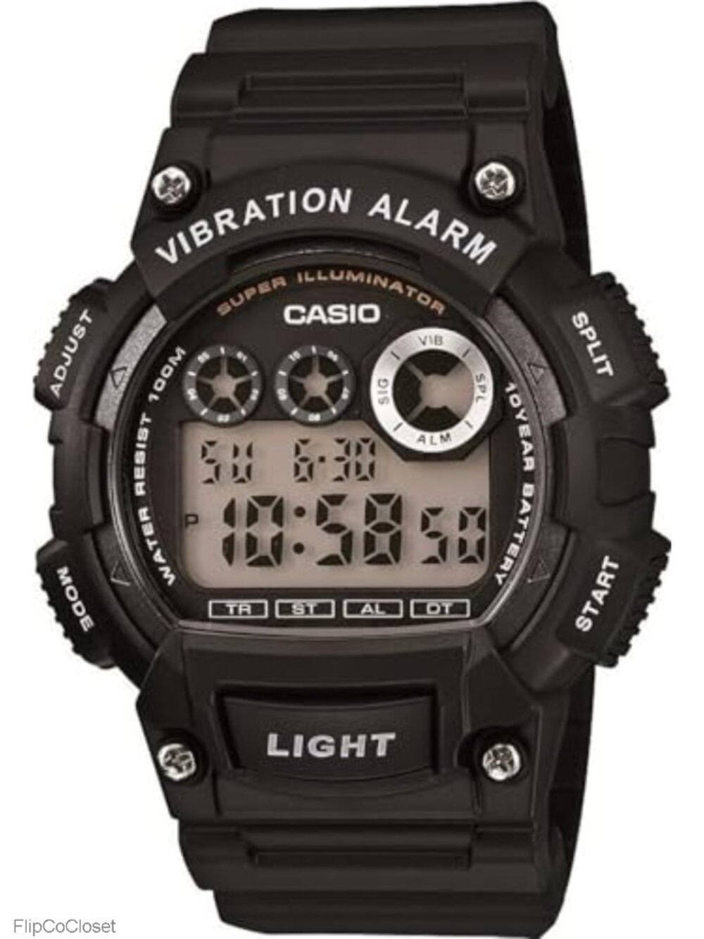 Men's Digital Watch 1/100 Sec Stopwatch Countdown Timer Super Illuminator LED